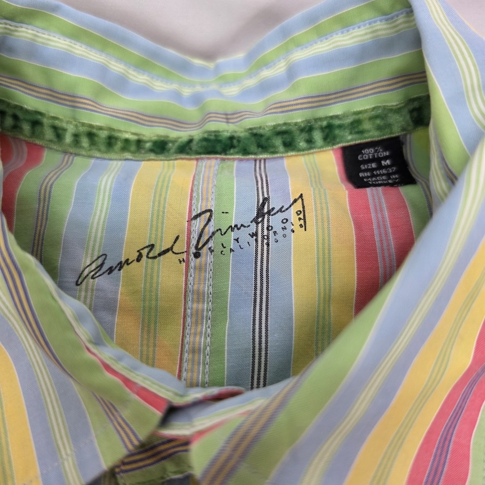 Arnold Zimberg Hollywood Mens Medium Multicolor Striped Button Up Shirt Retro Co - Picture 3 of 9
